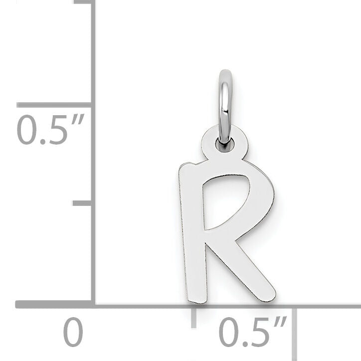 14K White Gold Small Slanted Block Letter R Initial Charm-YC645R