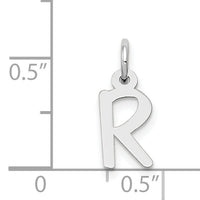 14K White Gold Small Slanted Block Letter R Initial Charm-YC645R