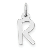 14K White Gold Small Slanted Block Letter R Initial Charm-YC645R
