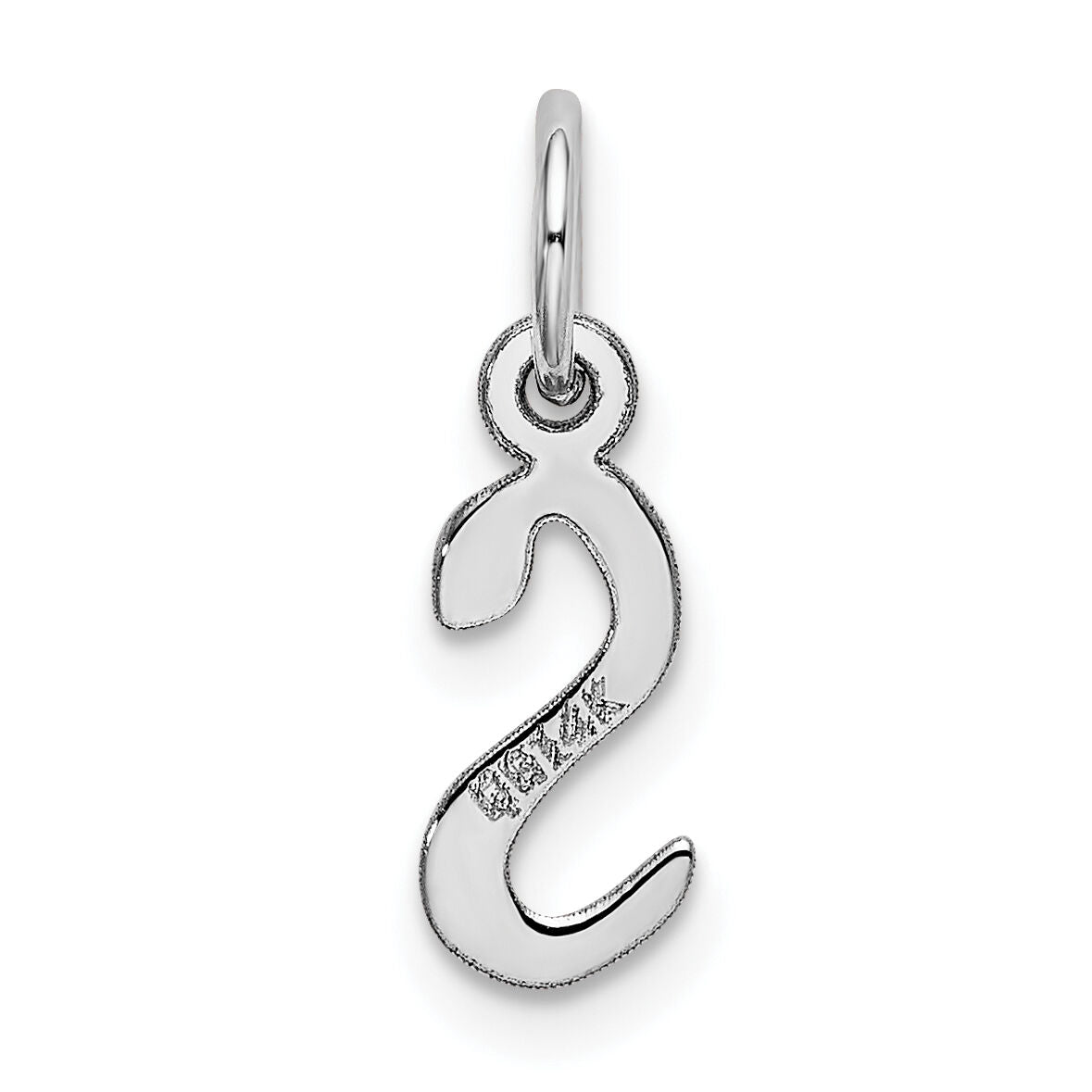 14K White Gold Small Slanted Block Letter S Initial Charm-YC645S