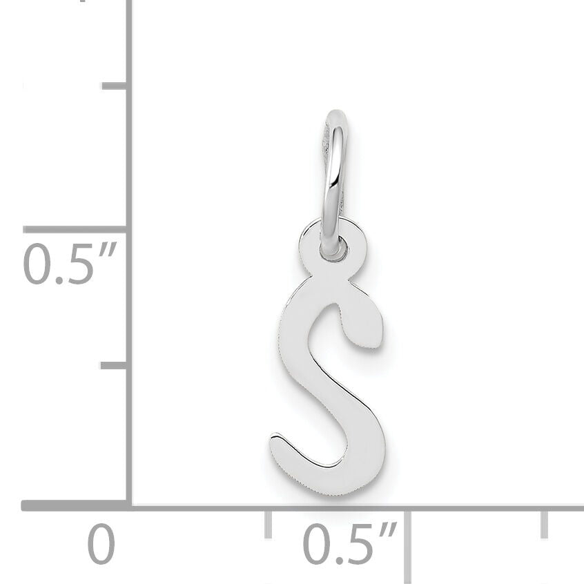 14K White Gold Small Slanted Block Letter S Initial Charm-YC645S