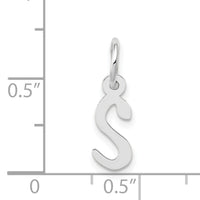 14K White Gold Small Slanted Block Letter S Initial Charm-YC645S