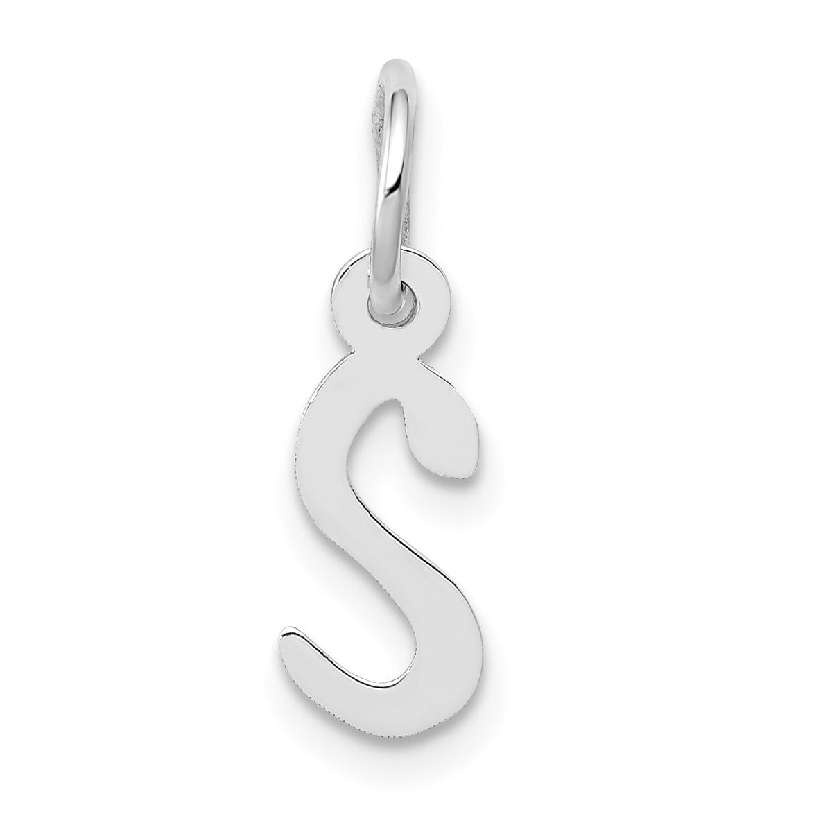 14K White Gold Small Slanted Block Letter S Initial Charm-YC645S