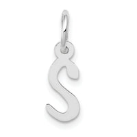 14K White Gold Small Slanted Block Letter S Initial Charm-YC645S