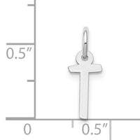 14K White Gold Small Slanted Block Letter T Initial Charm-YC645T