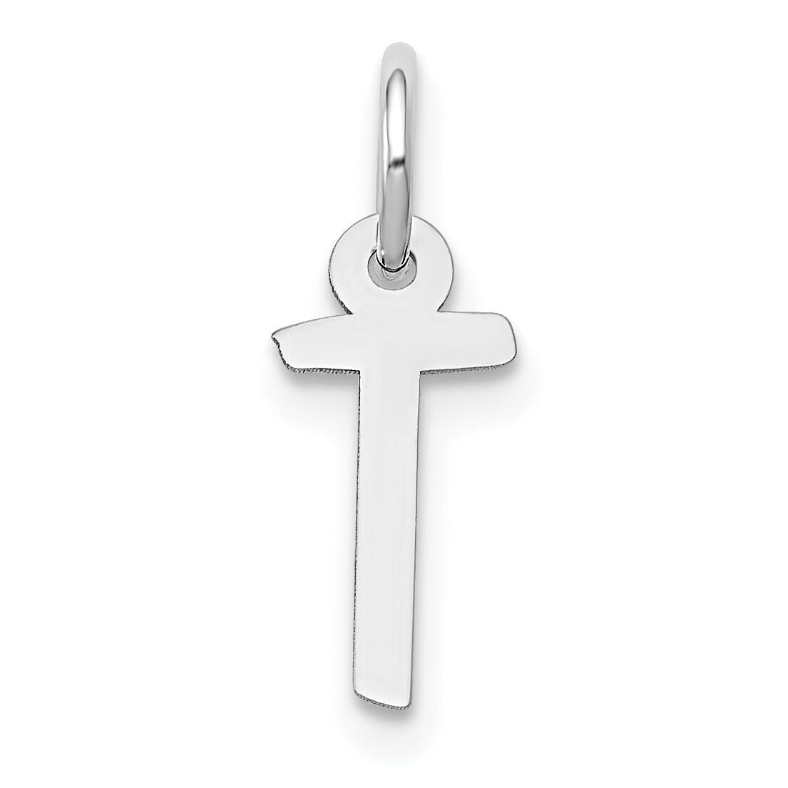 14K White Gold Small Slanted Block Letter T Initial Charm-YC645T