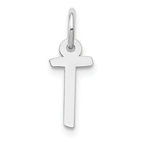14K White Gold Small Slanted Block Letter T Initial Charm-YC645T