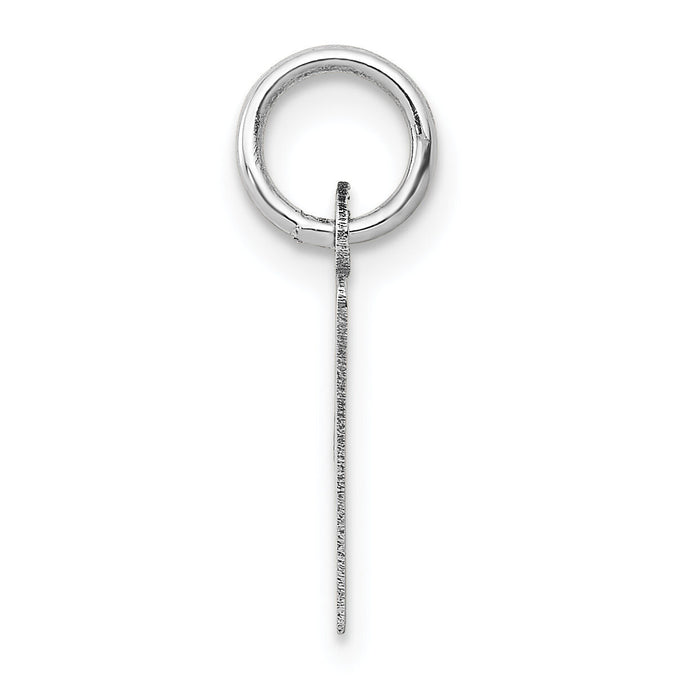 14K White Gold Small Slanted Block Letter V Initial Charm-YC645V