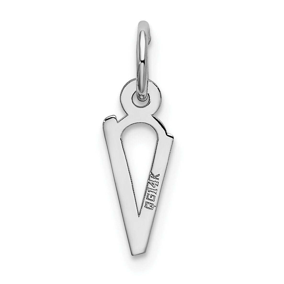 14K White Gold Small Slanted Block Letter V Initial Charm-YC645V