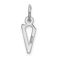 14K White Gold Small Slanted Block Letter V Initial Charm-YC645V