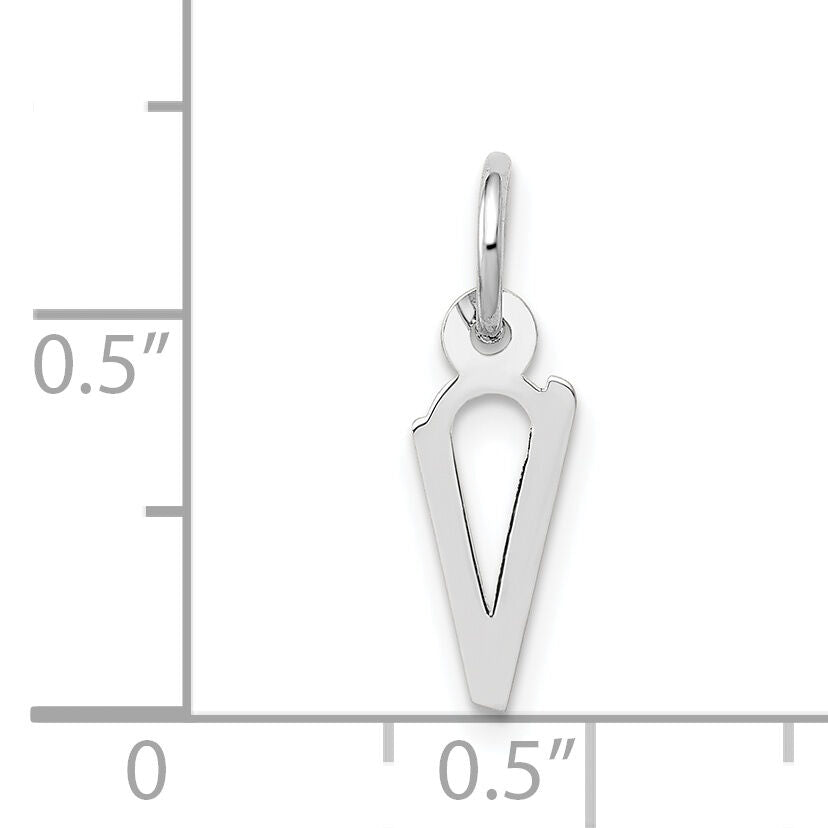 14K White Gold Small Slanted Block Letter V Initial Charm-YC645V