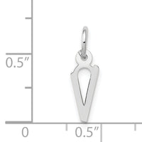 14K White Gold Small Slanted Block Letter V Initial Charm-YC645V
