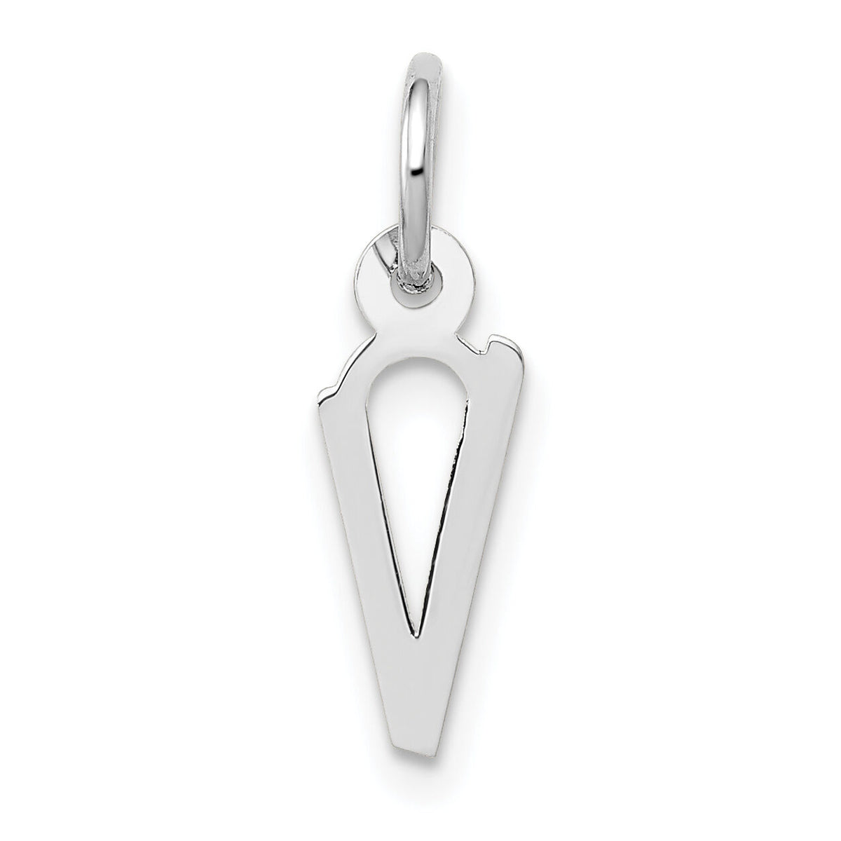 14K White Gold Small Slanted Block Letter V Initial Charm-YC645V