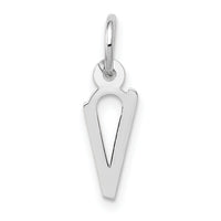 14K White Gold Small Slanted Block Letter V Initial Charm-YC645V