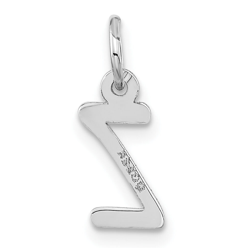 14k White Gold Small Slanted Block Letter Z Initial Charm-YC645Z