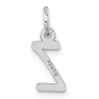 14k White Gold Small Slanted Block Letter Z Initial Charm-YC645Z
