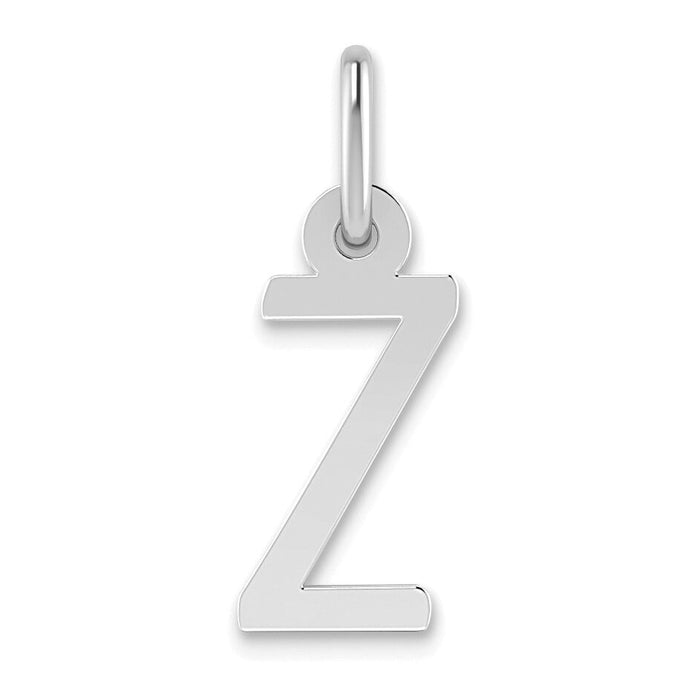 14k White Gold Small Slanted Block Letter Z Initial Charm-YC645Z