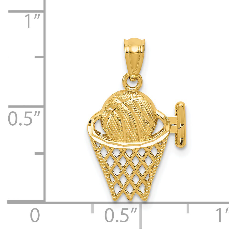 14k Basketball in the Net Pendant-YC649