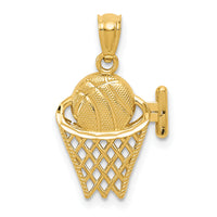 14k Basketball in the Net Pendant-YC649
