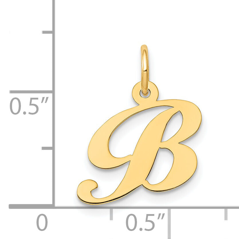 14K Small Fancy Script Letter B Initial Charm-YC650B