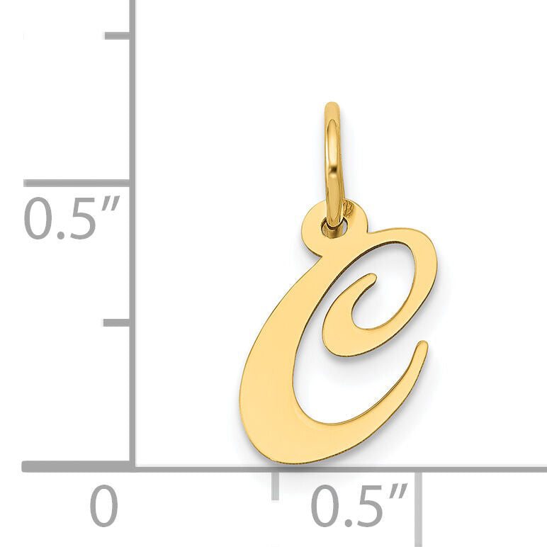 14K Small Fancy Script Letter C Initial Charm-YC650C