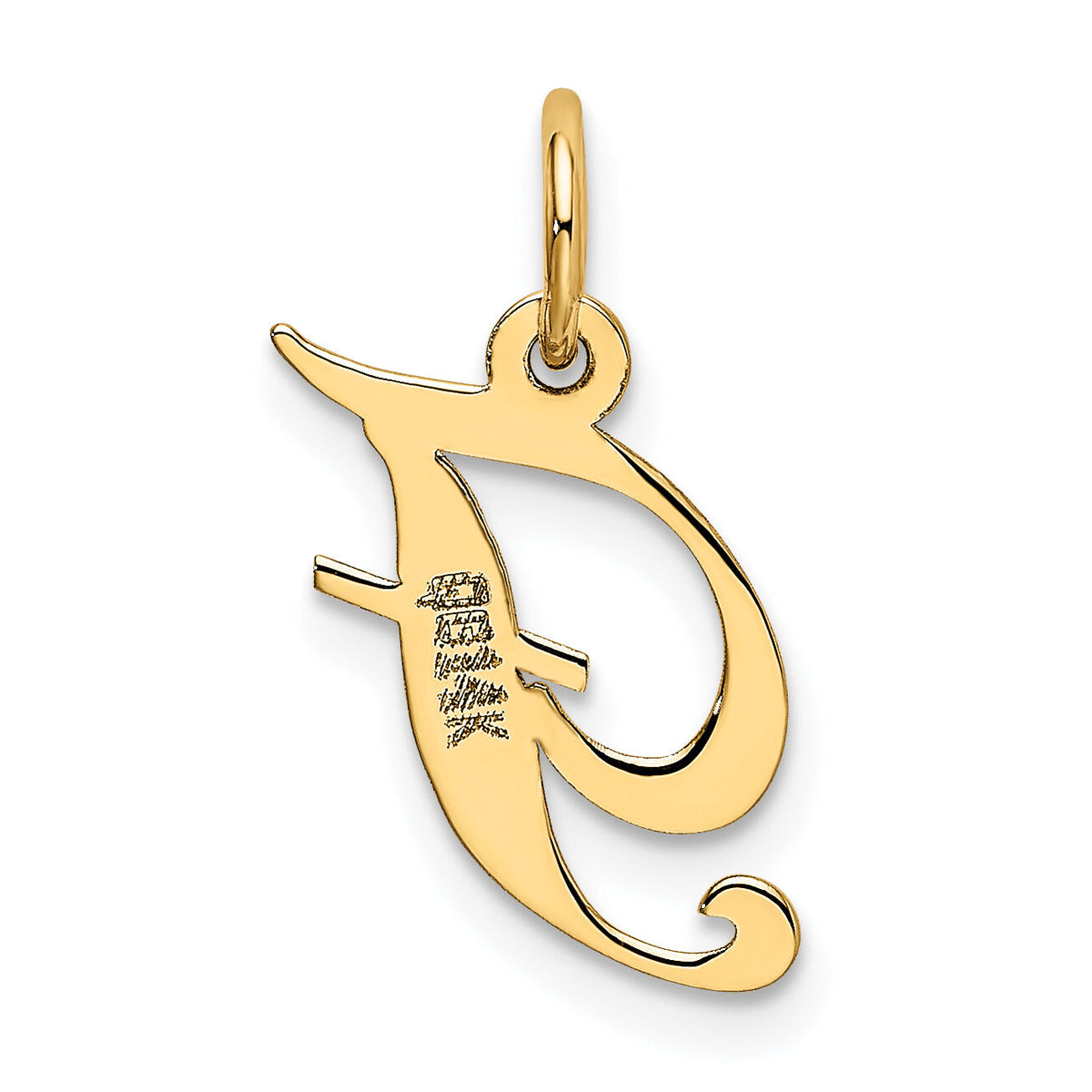 14K Small Fancy Script Letter F Initial Charm-YC650F