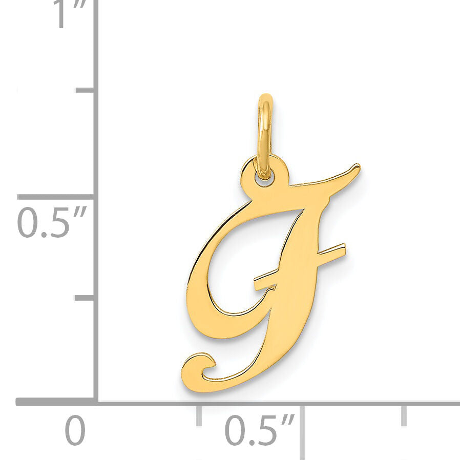 14K Small Fancy Script Letter F Initial Charm-YC650F
