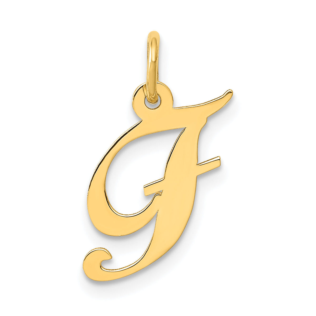 14K Small Fancy Script Letter F Initial Charm-YC650F