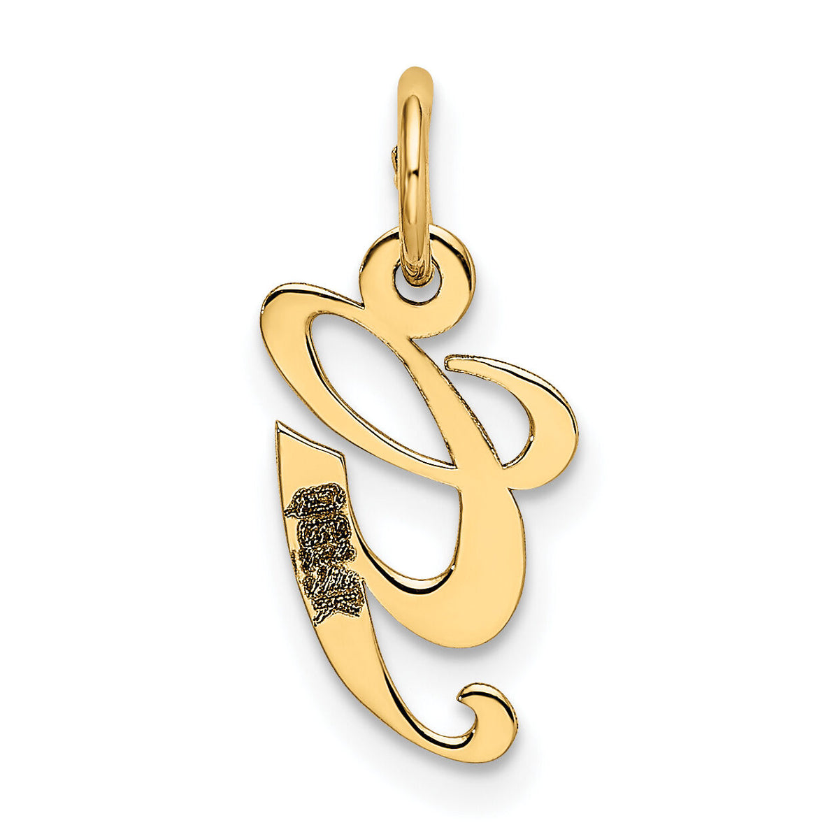 14K Small Fancy Script Letter G Initial Charm-YC650G