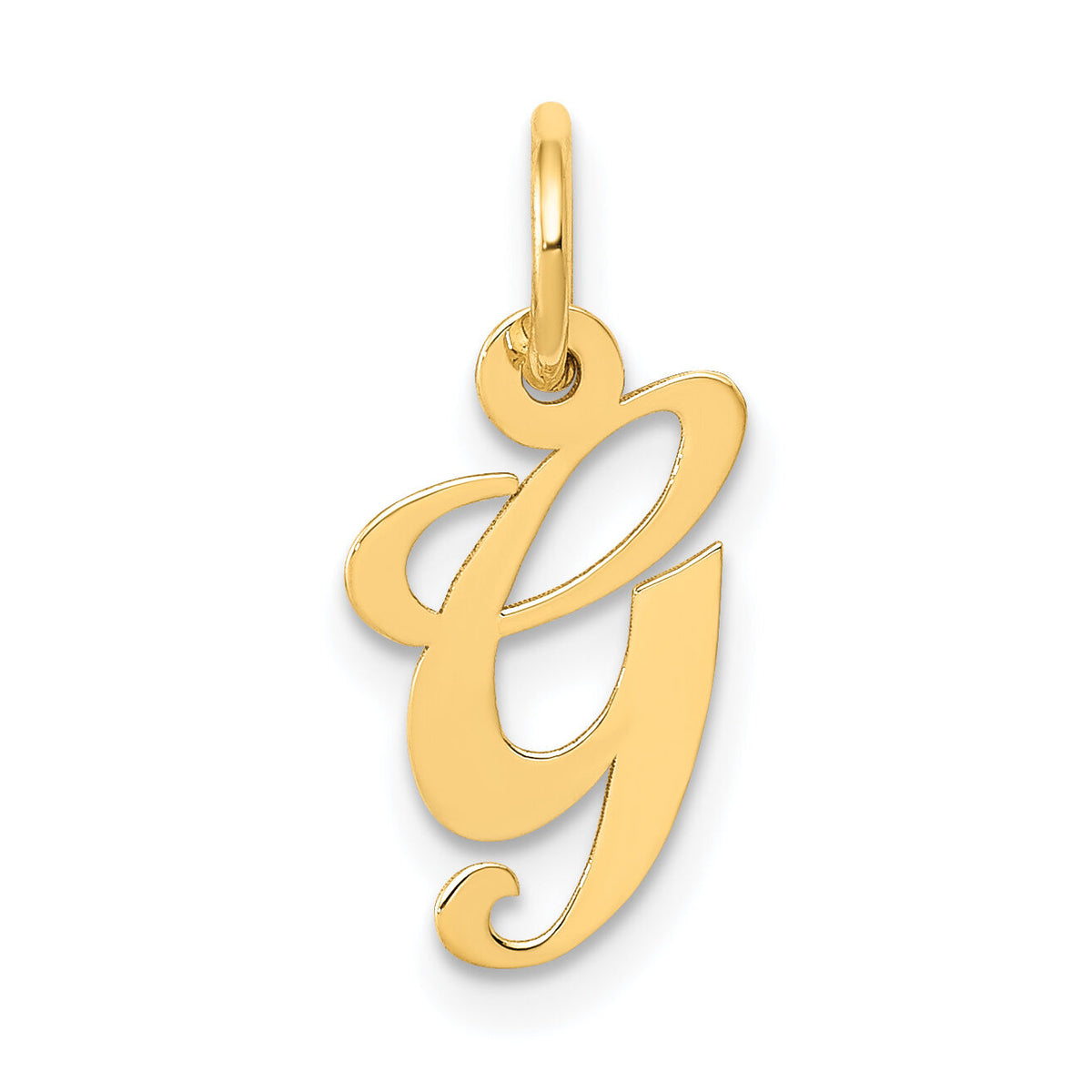 14K Small Fancy Script Letter G Initial Charm-YC650G