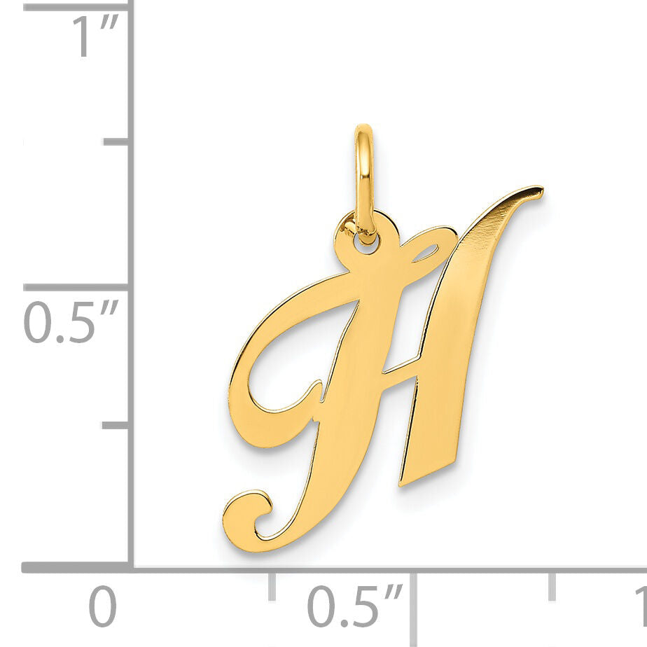 14K Small Fancy Script Letter H Initial Charm-YC650H
