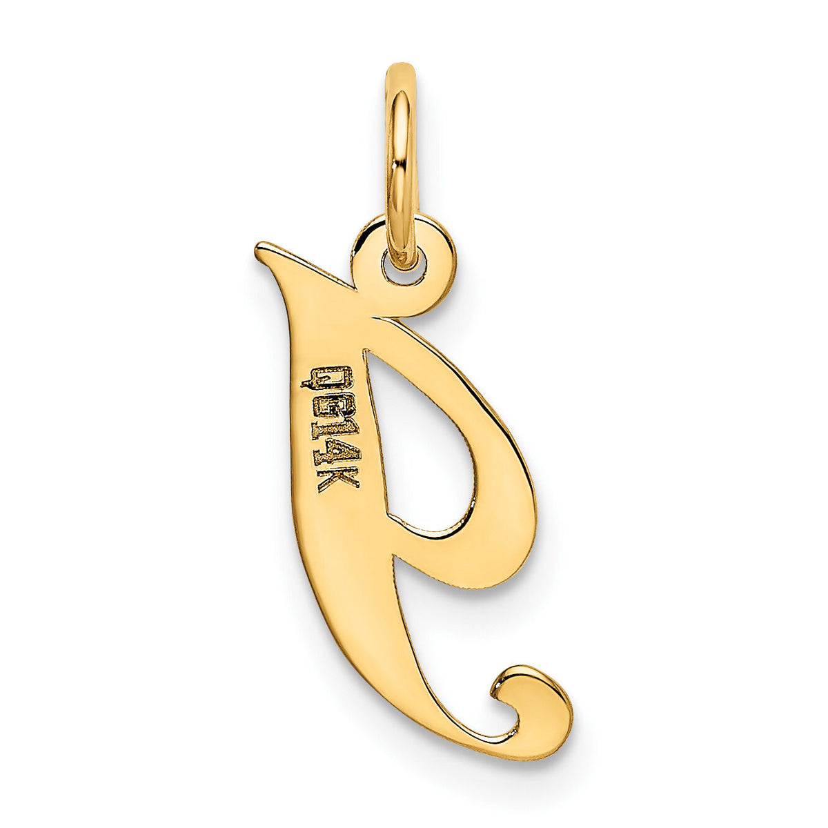14K Small Fancy Script Letter I Initial Charm-YC650I