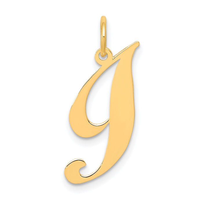 14K Small Fancy Script Letter I Initial Charm-YC650I
