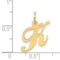 14K Small Fancy Script Letter K Initial Charm-YC650K