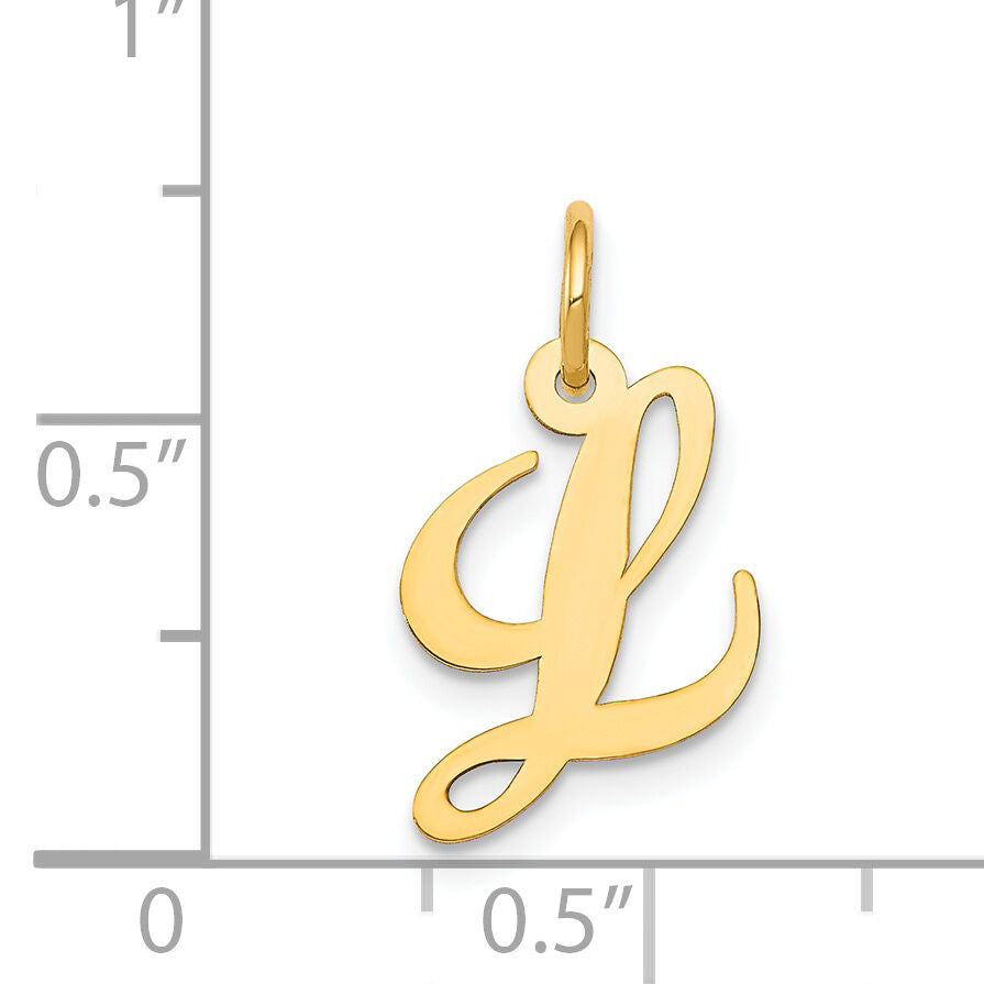 14K Small Fancy Script Letter L Initial Charm-YC650L