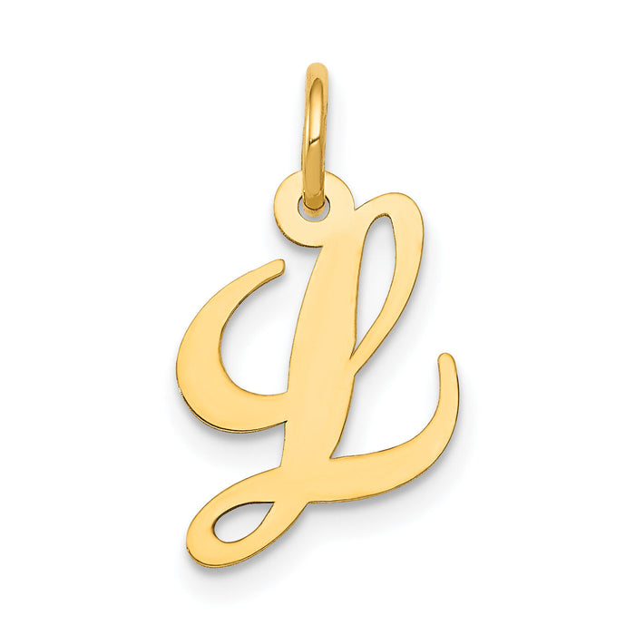 14K Small Fancy Script Letter L Initial Charm-YC650L