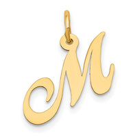14K Small Fancy Script Letter M Initial Charm-YC650M
