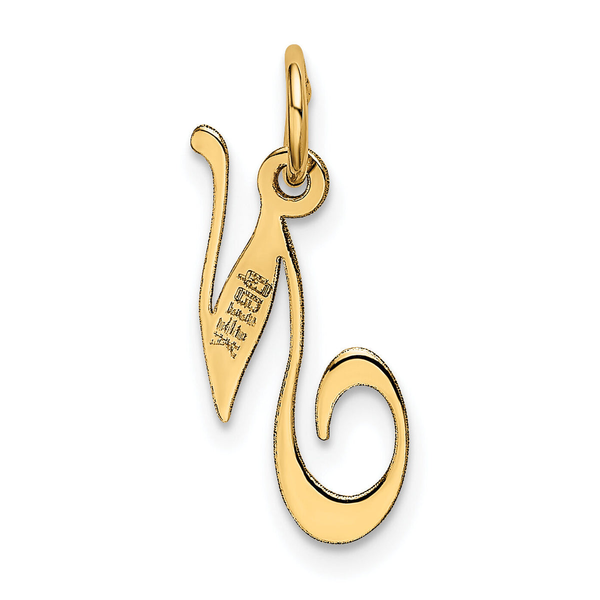 14K Small Fancy Script Letter N Initial Charm-YC650N