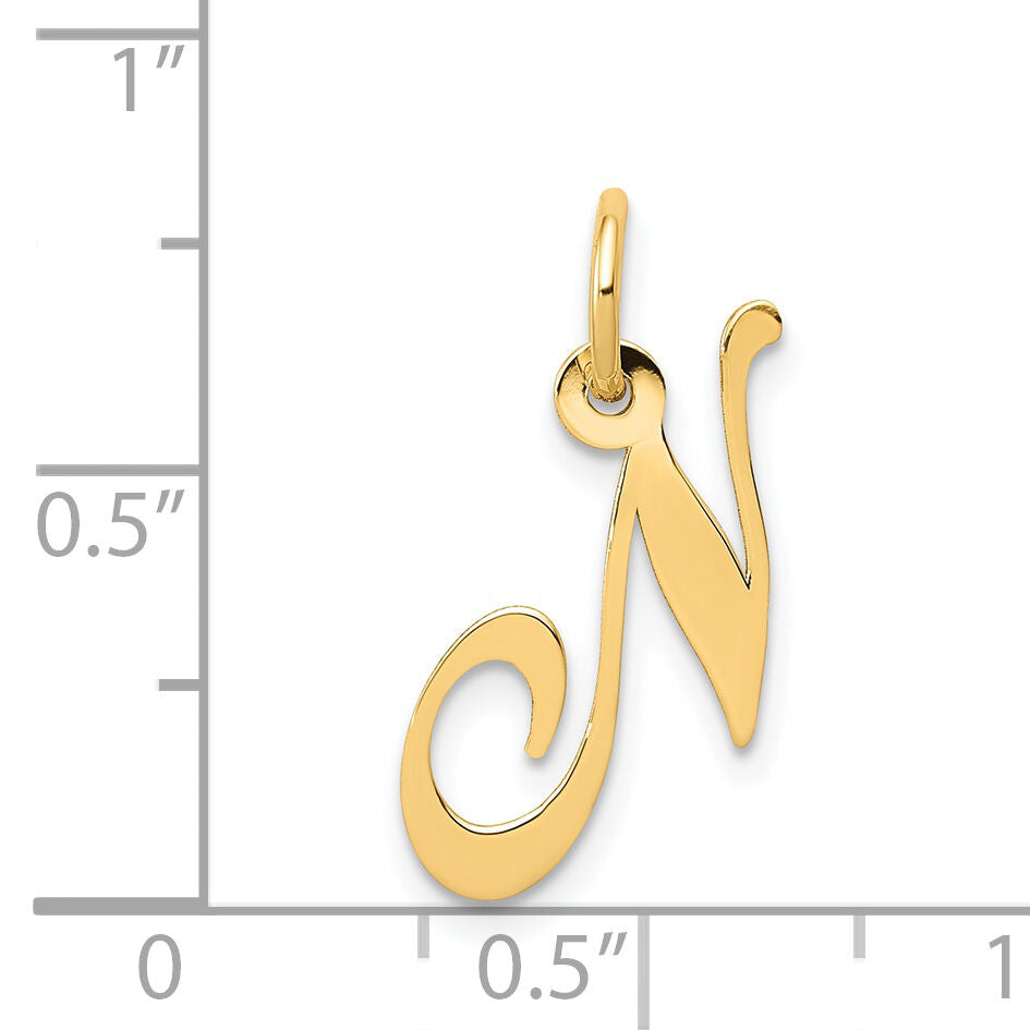 14K Small Fancy Script Letter N Initial Charm-YC650N