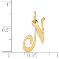 14K Small Fancy Script Letter N Initial Charm-YC650N