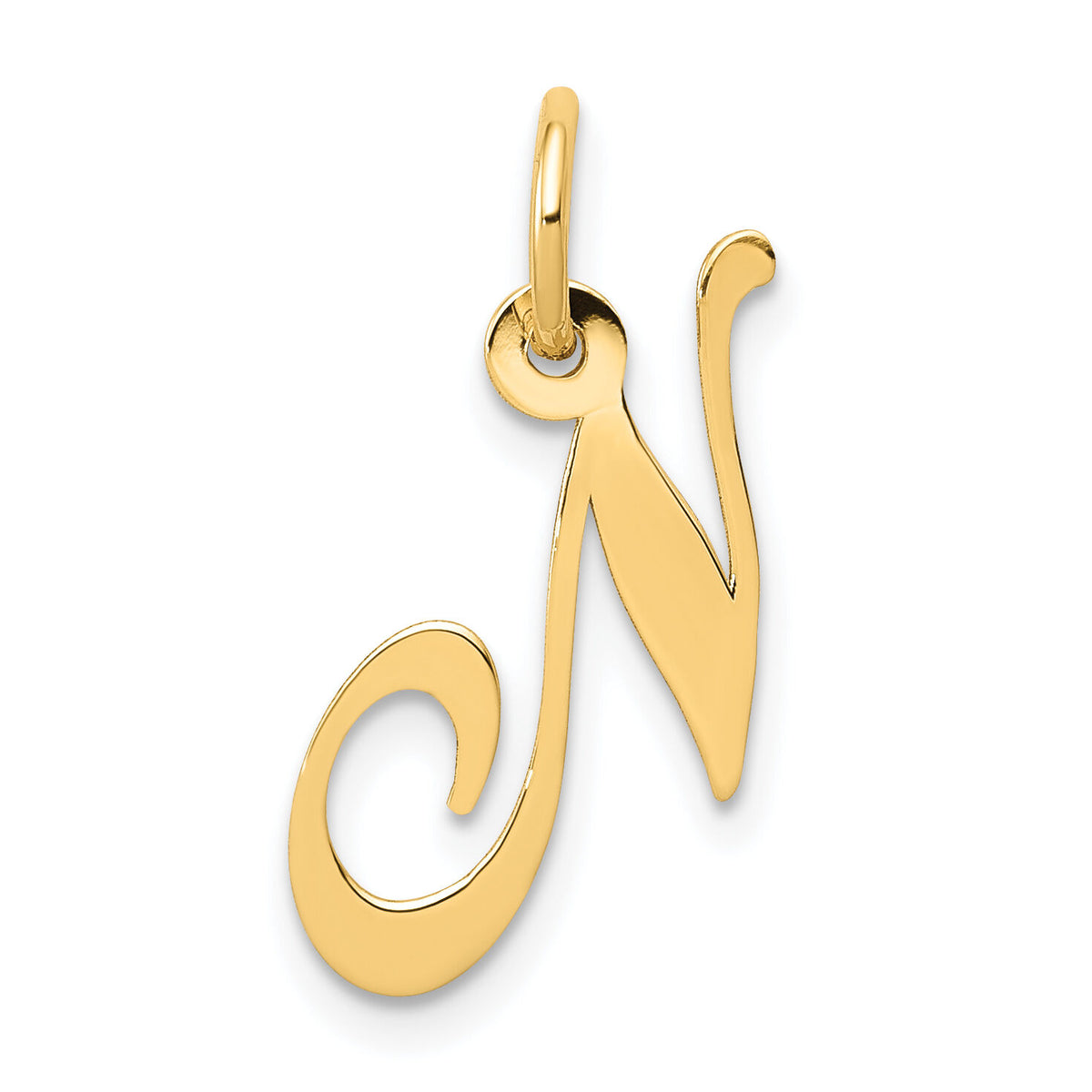 14K Small Fancy Script Letter N Initial Charm-YC650N