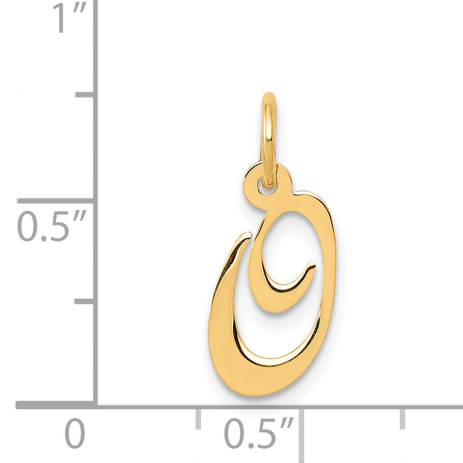 14K Small Fancy Script Letter O Initial Charm-YC650O