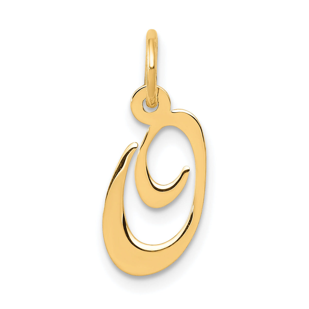 14K Small Fancy Script Letter O Initial Charm-YC650O