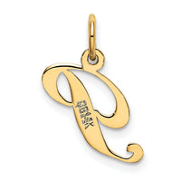 14K Small Fancy Script Letter P Initial Charm-YC650P
