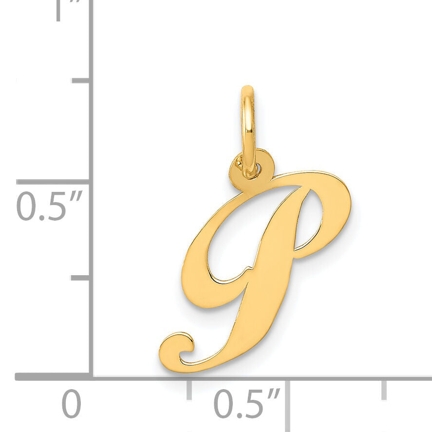 14K Small Fancy Script Letter P Initial Charm-YC650P