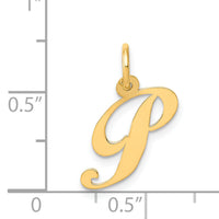 14K Small Fancy Script Letter P Initial Charm-YC650P