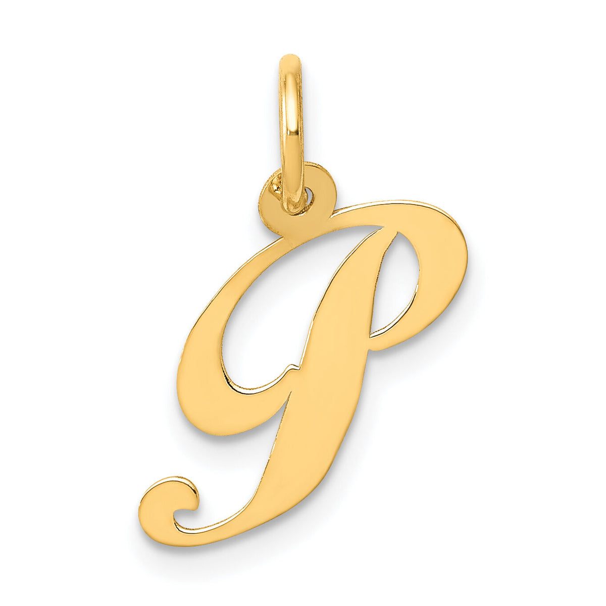 14K Small Fancy Script Letter P Initial Charm-YC650P