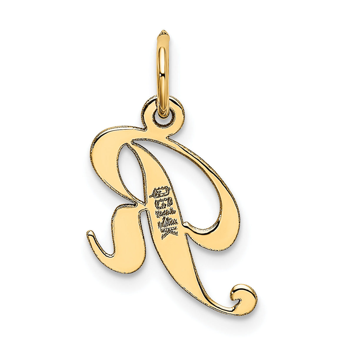 14K Small Fancy Script Letter R Initial Charm-YC650R