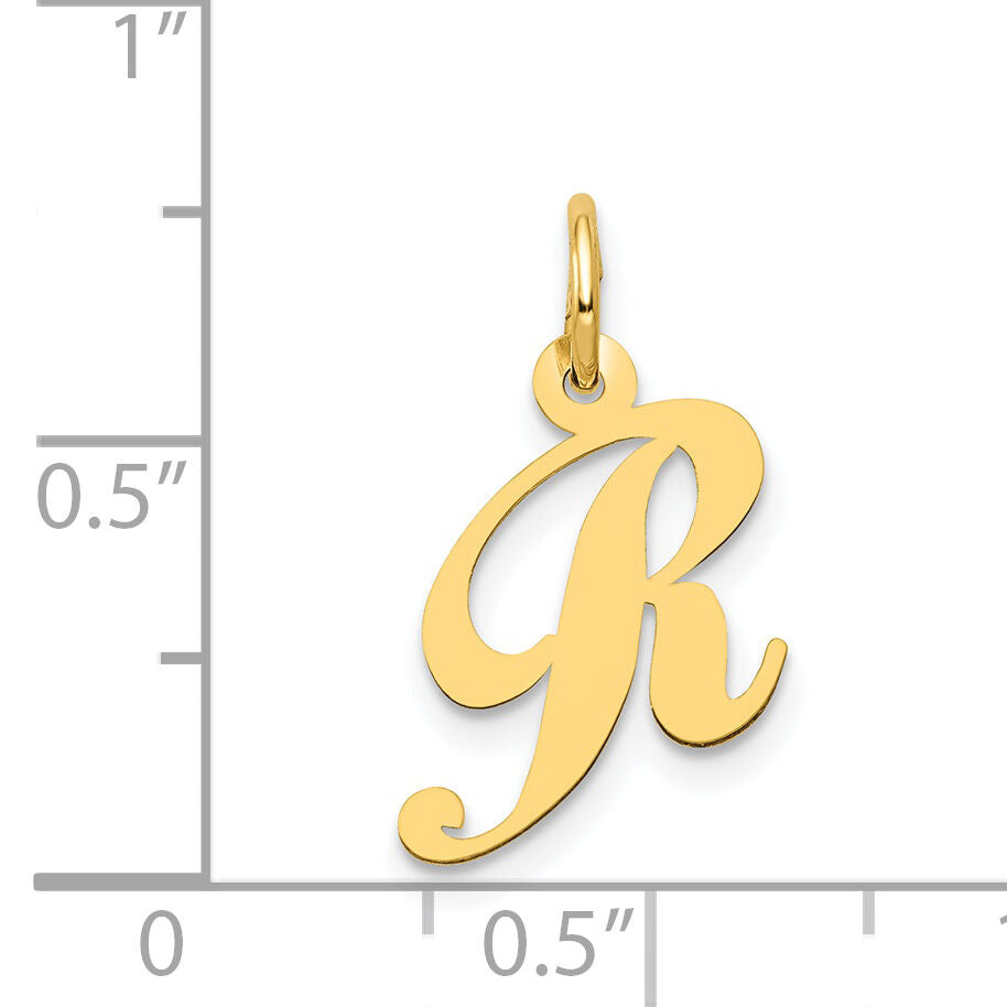 14K Small Fancy Script Letter R Initial Charm-YC650R