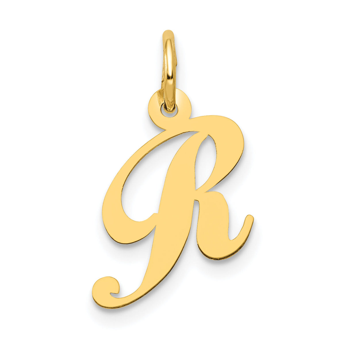 14K Small Fancy Script Letter R Initial Charm-YC650R